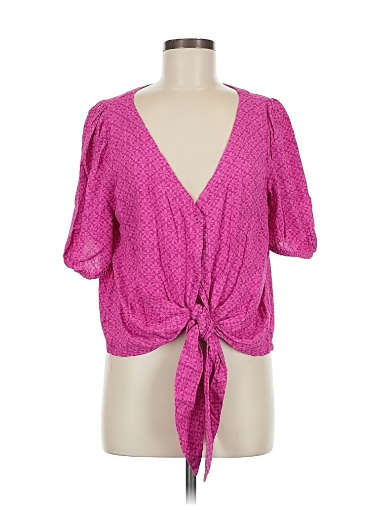 Pre-owned Ann Taylor Loft 3/4 Sleeve Blouse In Pink