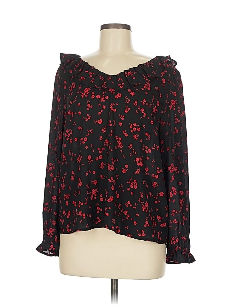 Pre-owned J.crew Factory Store Long Sleeve Blouse In Black