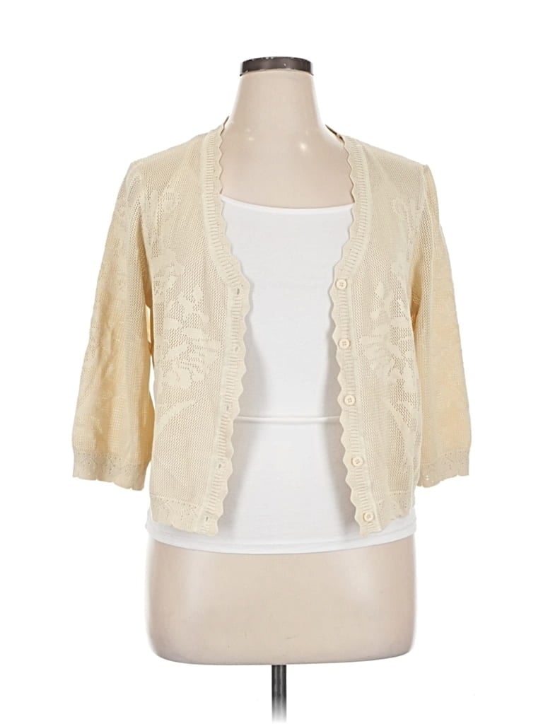 Pre-owned Kate Kasin Cardigan Sweater In White