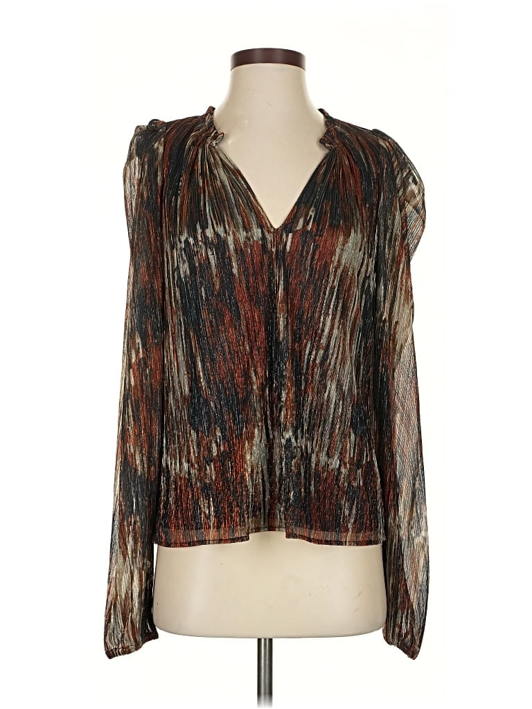 Pre-owned Ramy Brook Long Sleeve Blouse In Brown