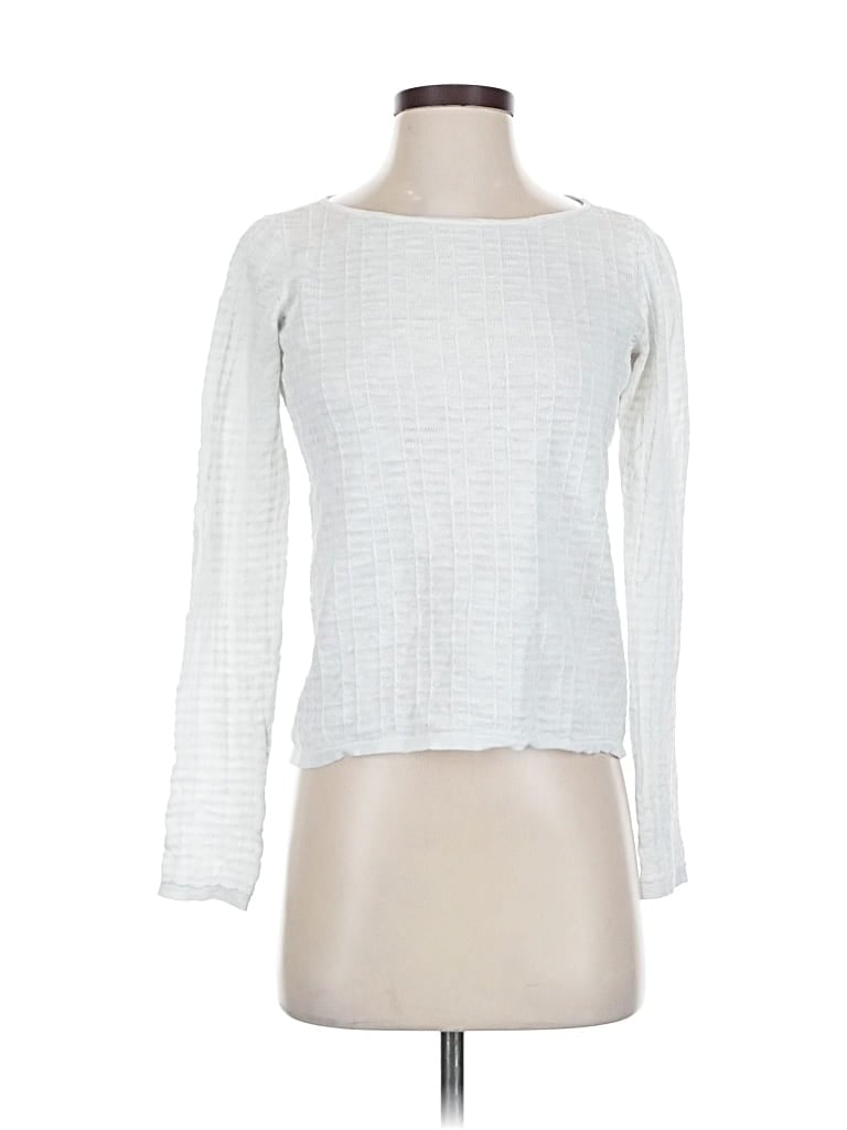 Pre-owned Eileen Fisher Long Sleeve Top White Square Neckline Tops