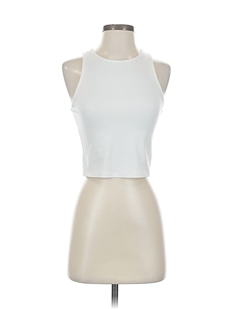 Pre-owned Live In The Moment Tank Top White Halter Neckline Tops
