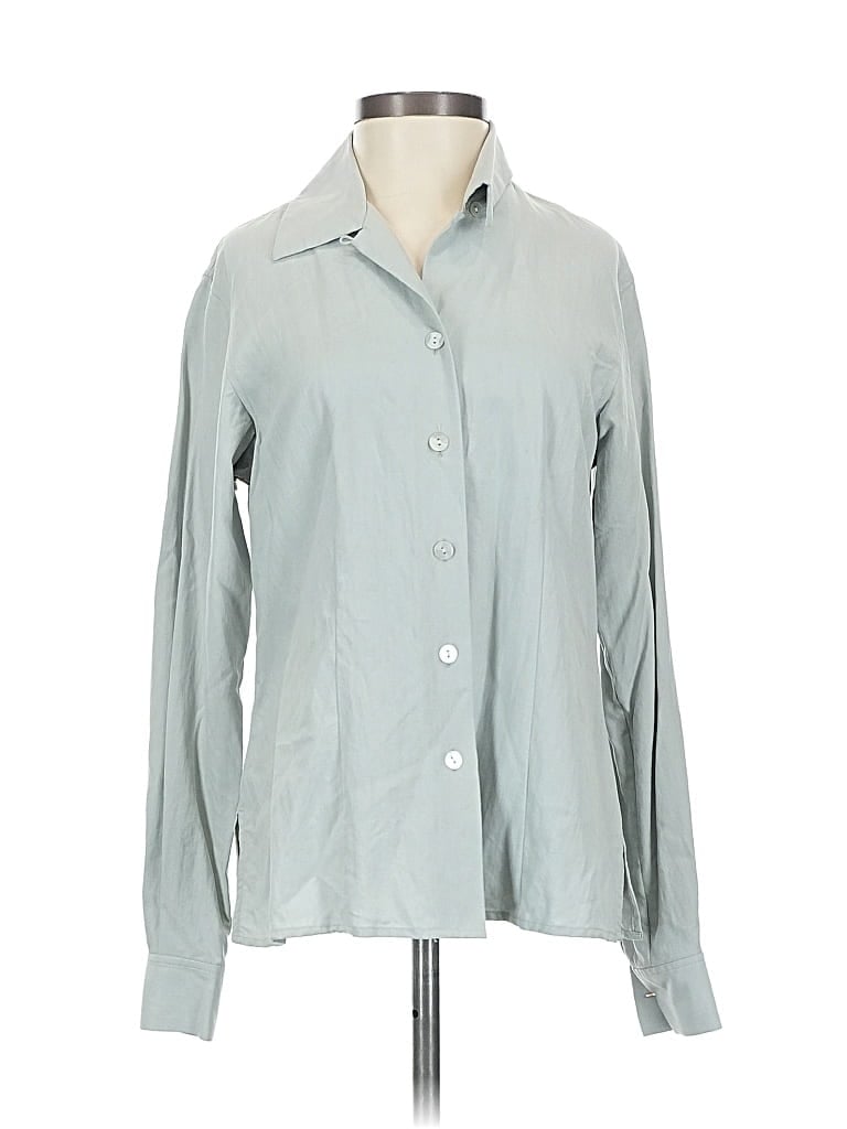 Pre-owned Petite Sophisticate Long Sleeve Button Down Shirt In Gray