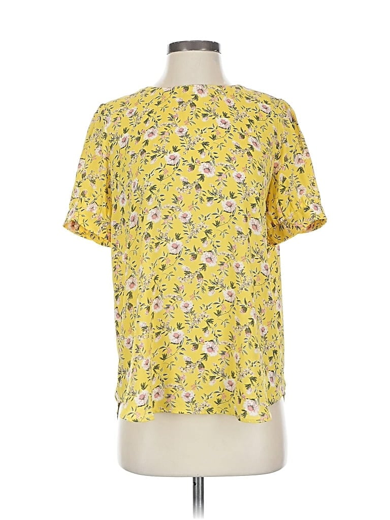 Pre-owned Ann Taylor Loft Short Sleeve Blouse In Yellow
