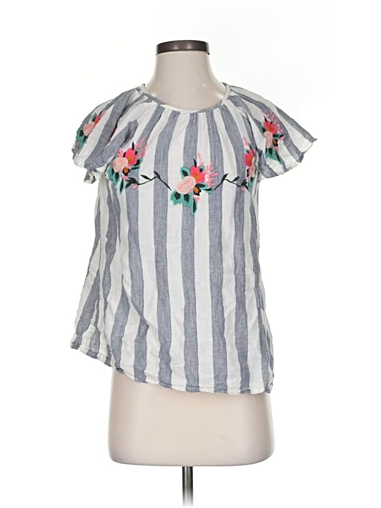 THML Pre-owned Short Sleeve Blouse In Gray