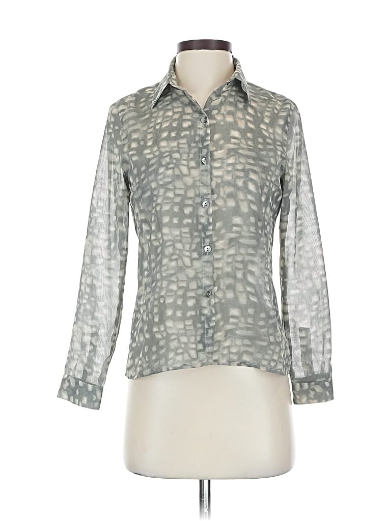 Pre-owned Petite Sophisticate Long Sleeve Blouse In Gray