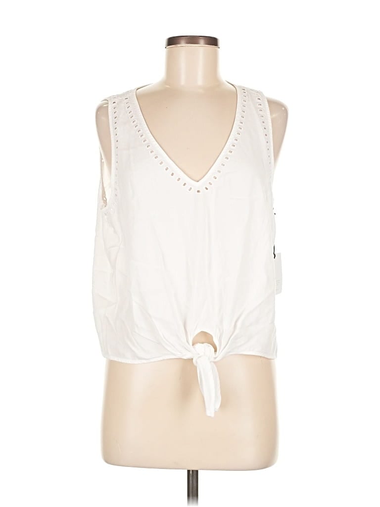 Pre-owned Bella Dahl Sleeveless Top Ivory Keyhole Neckline Tops In White