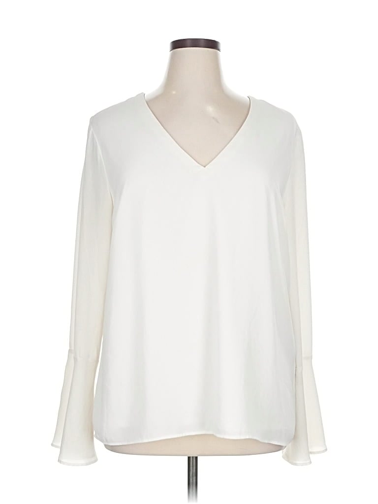 Pre-owned Banana Republic Factory Store Long Sleeve Blouse In White