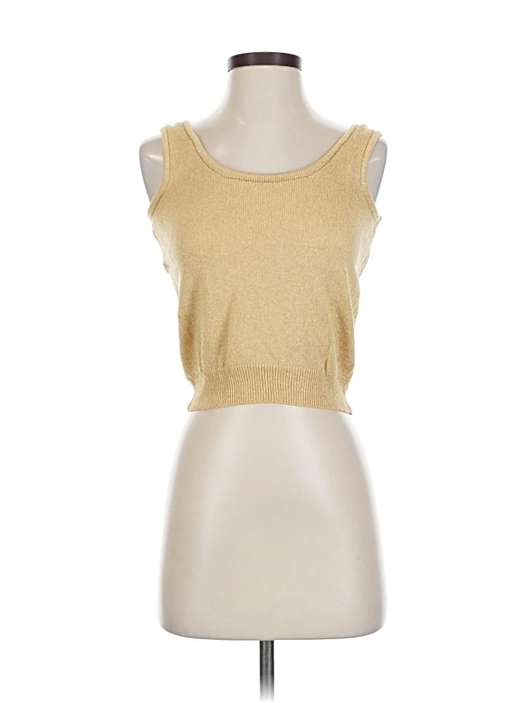 Pre-owned St. John Basics Tank Top Gold Strapless Neckline Tops