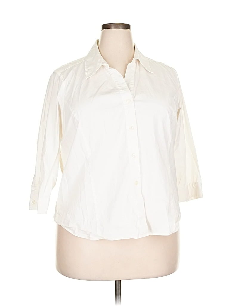 Pre-owned Emma James 3/4 Sleeve Button Down Shirt In White