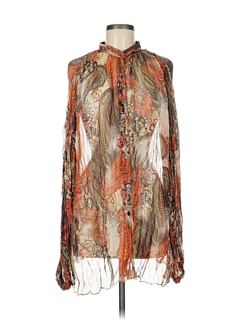 Dana Buchman Sleeveless Silk Top Orange Tie Neck Tops In Orange