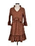 Unbranded 100% Polyester Polka Dots Brown Casual Dress Size S - photo 1