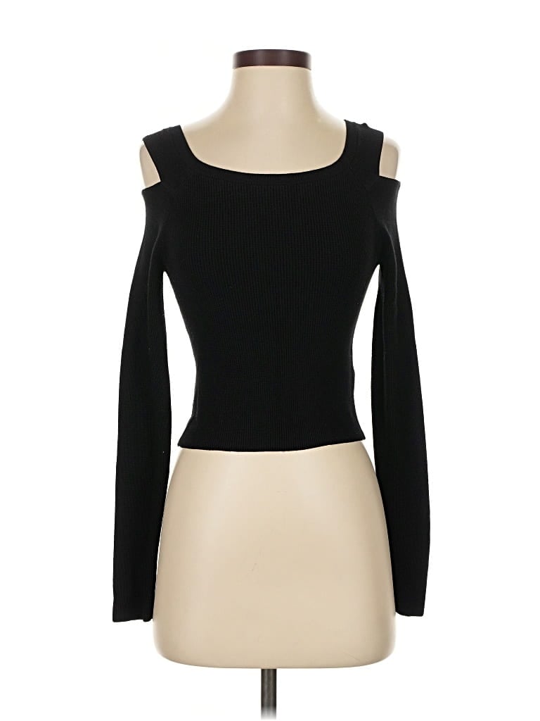 Pre-owned Express Long Sleeve Top Black Cold Shoulder Neckline Tops