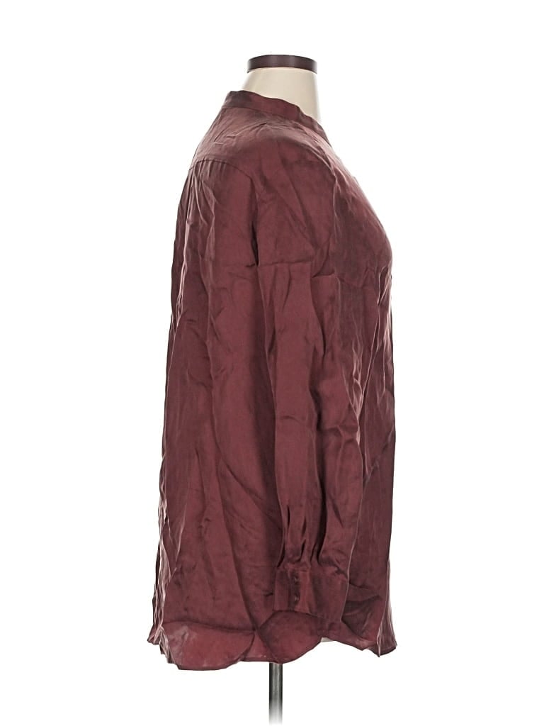 Pre-owned Eileen Fisher Long Sleeve Blouse In Burgundy