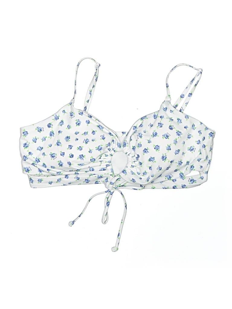 Pre-owned Victoria's Secret Pink Swimsuit Top White Floral Pattern Swimwear