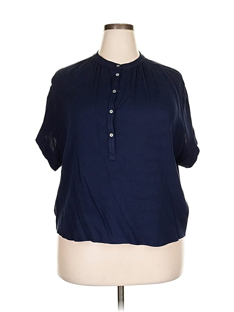 Pre-owned Point Sur Short Sleeve Blouse In Blue