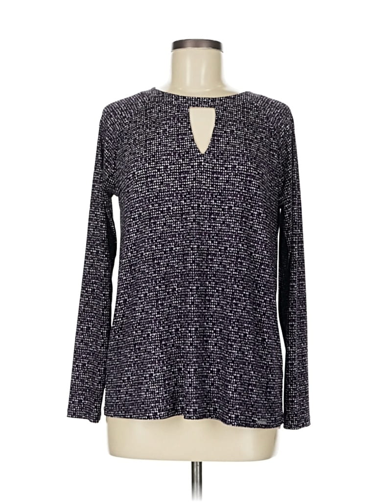 Click to view more detailed imagery on our partner's website Pre-owned Michael Michael Kors Long Sleeve Top Gray Keyhole Neckline Tops