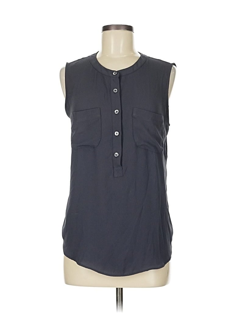 Pre-owned Ann Taylor Loft Sleeveless Button Down Shirt In Gray