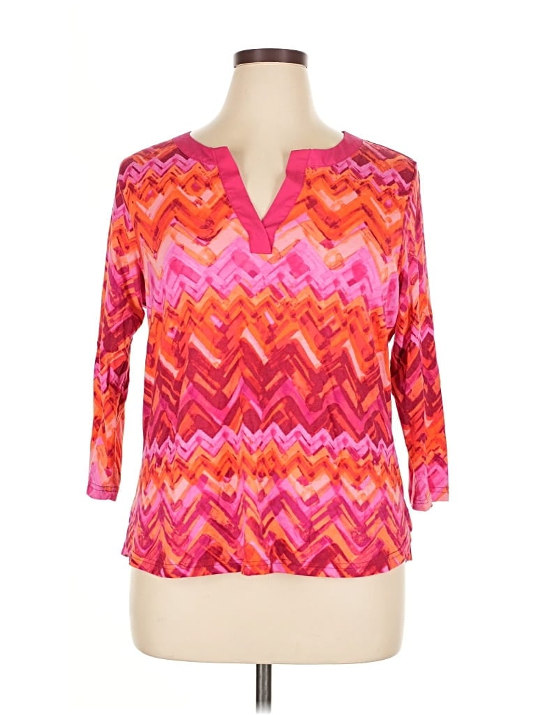 Pre-owned Caribbean Joe 3/4 Sleeve Blouse In Pink