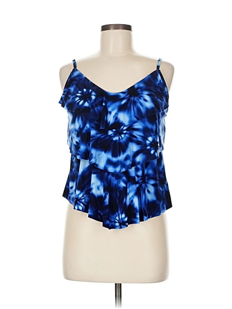 Pre-owned Aqua Green Sleeveless Top Blue Strapless Neckline Tops