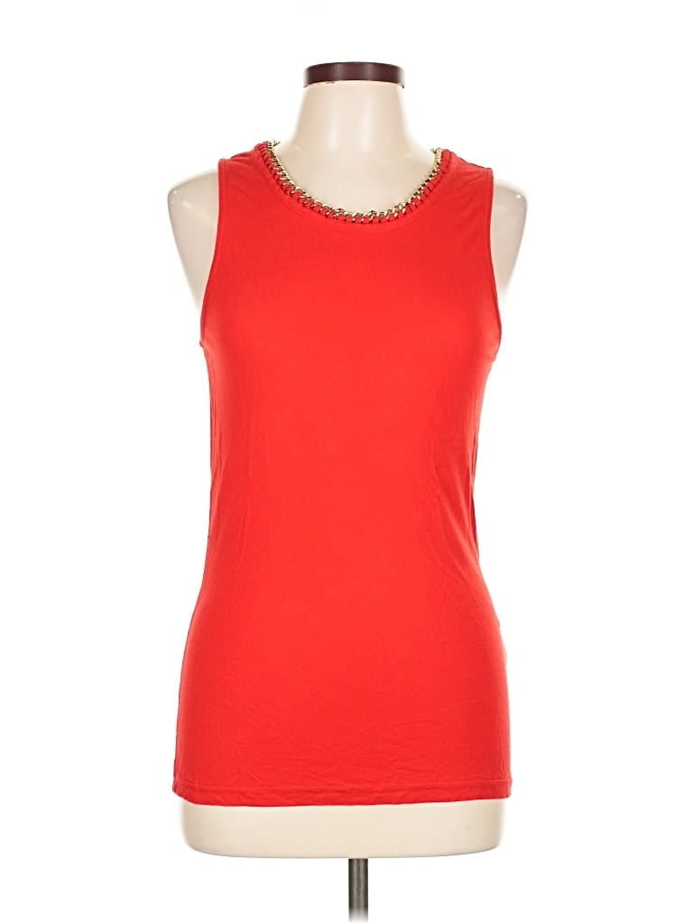 SAM EDELMAN Pre-owned Sleeveless Top Red Solid Pattern Scoop Neck Tops