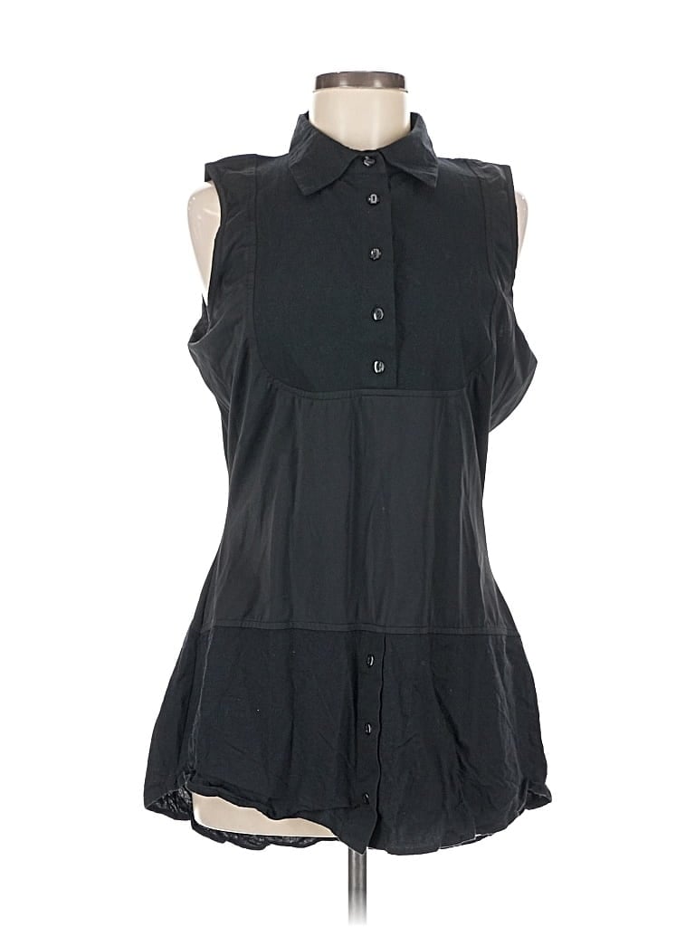 Pre-owned Assorted Brands Sleeveless Button Down Shirt In Black