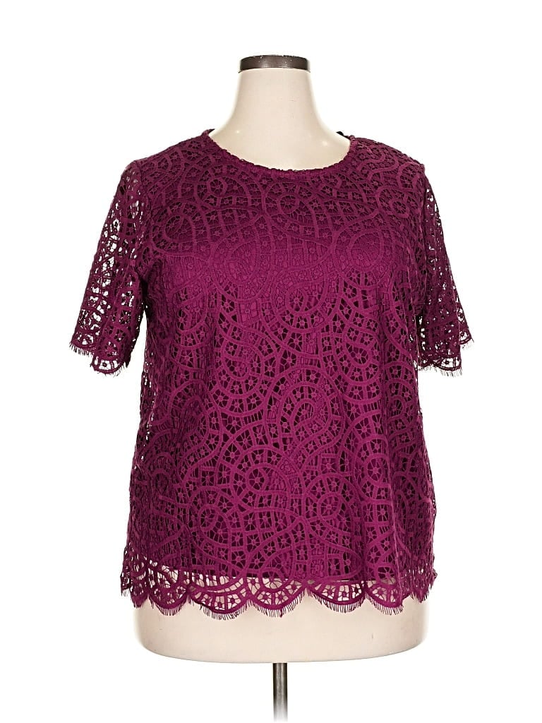 PHILOSOPHY REPUBLIC CLOTHING Pre-owned Short Sleeve Blouse In Burgundy