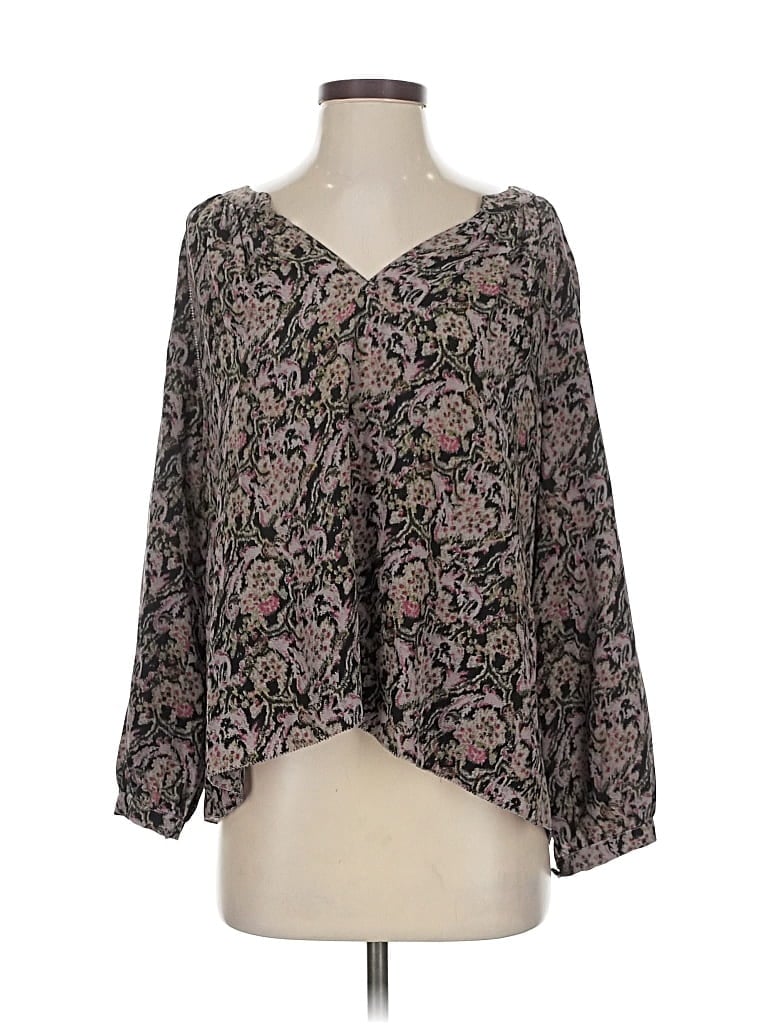 ULLA JOHNSON Pre-owned 3/4 Sleeve Silk Top Gray Sweetheart Neckline Tops