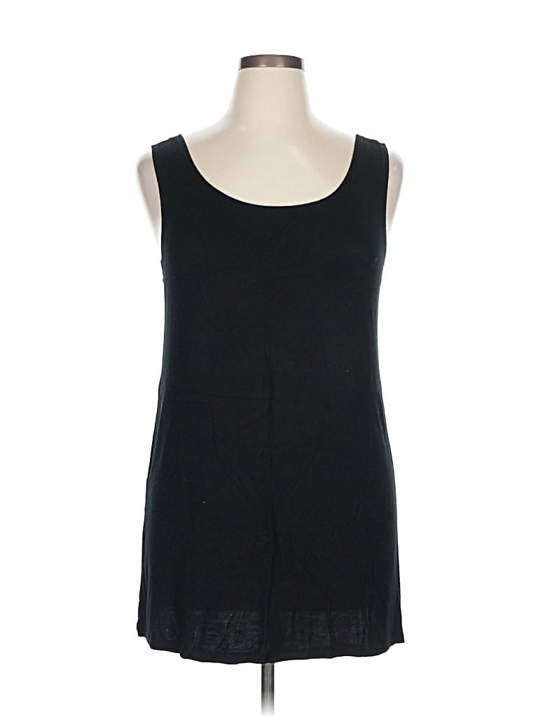 Pre-owned Logo By Lori Goldstein Sleeveless Top Black Scoop Neck Tops