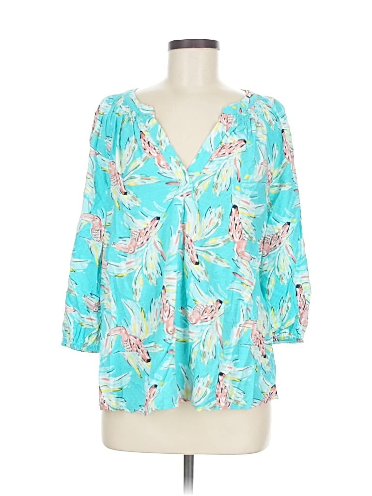 Pre-owned Crown & Ivy 3/4 Sleeve Blouse In Blue