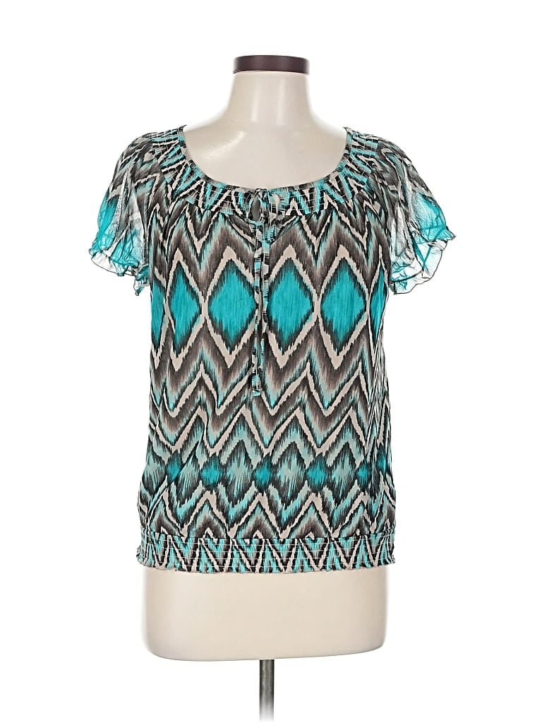 INC INTERNATIONAL CONCEPTS Pre-owned Short Sleeve Blouse In Blue