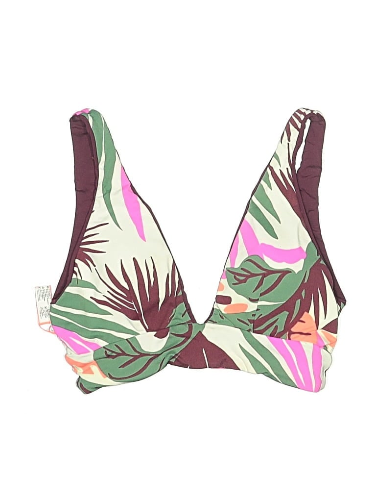 Pre-owned Maaji Swimsuit Top Brown Tropical Pattern Swimwear