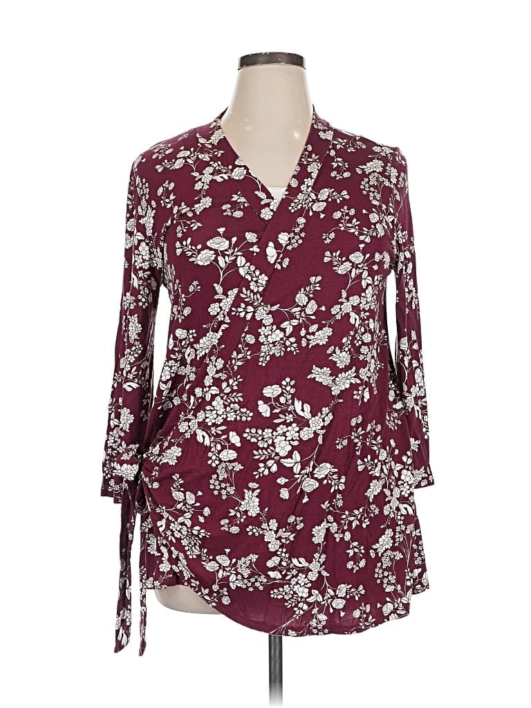 ACTING PRO Pre-owned 3/4 Sleeve Blouse In Burgundy