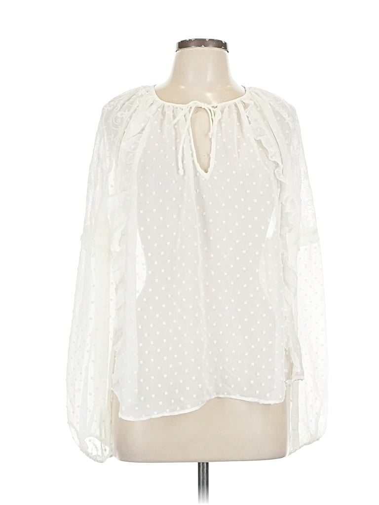 Pre-owned Express Long Sleeve Blouse In White