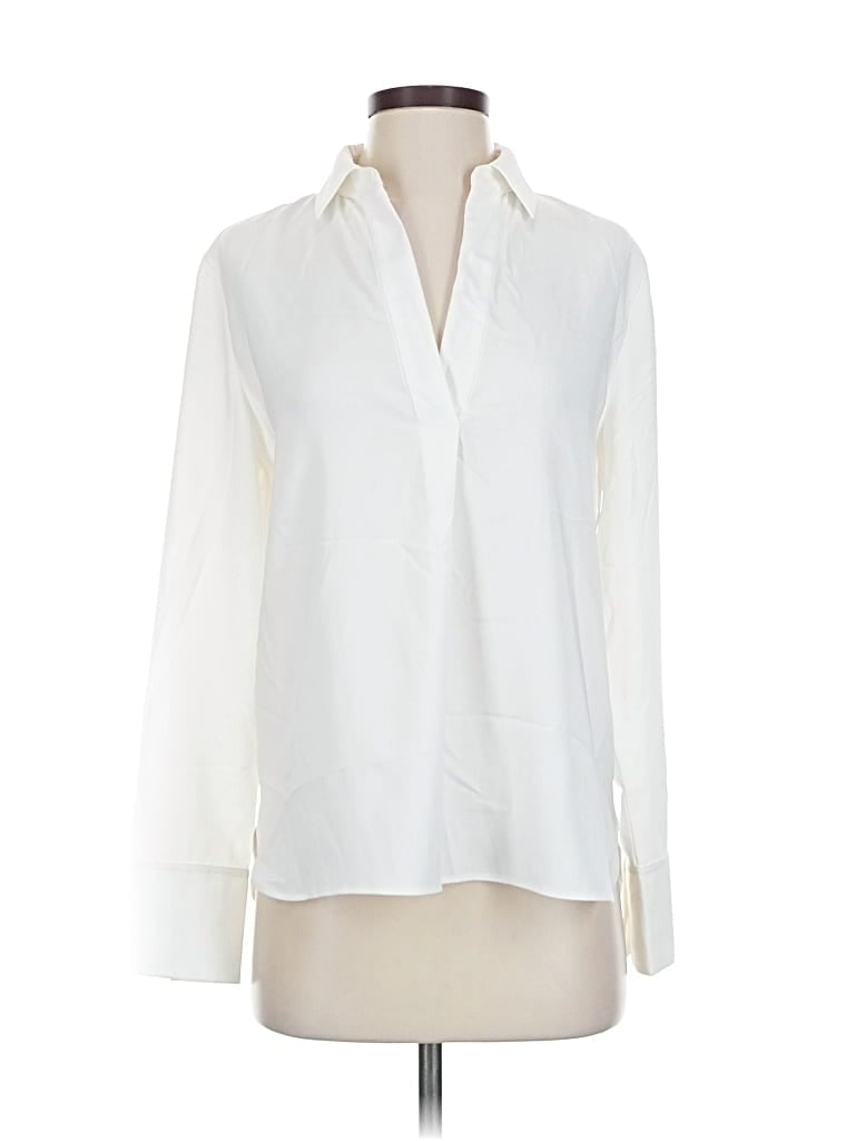 Pre-owned Nordstrom Long Sleeve Blouse In White