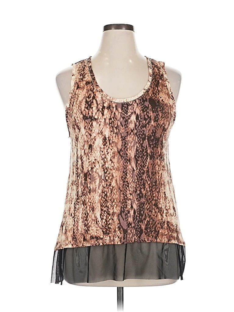 Pre-owned Jennifer Lopez Sleeveless Top Brown Halter Neckline Tops