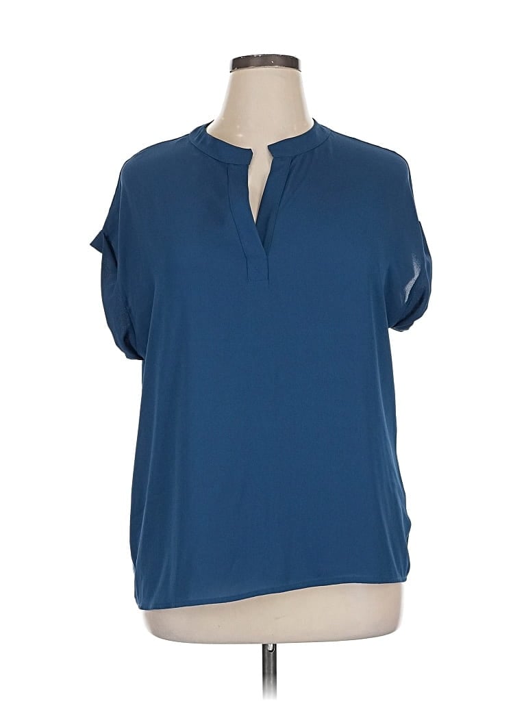 Pre-owned Pleione Short Sleeve Blouse In Blue