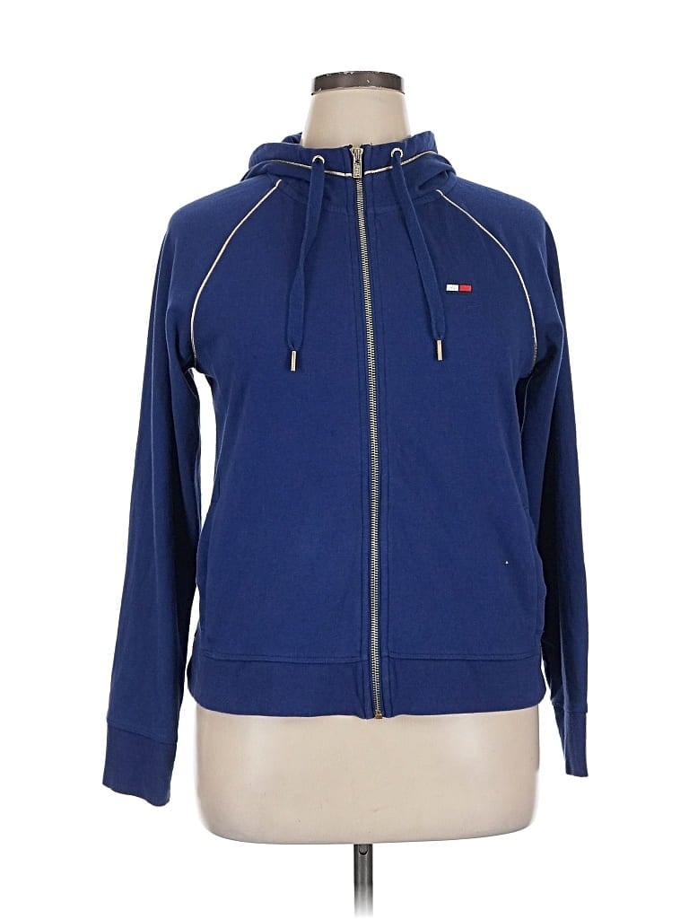 Pre-owned Tommy Hilfiger Sport Zip Up Hoodie In Blue