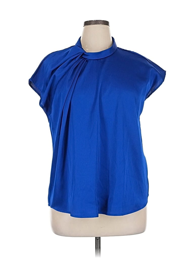 Pre-owned Shein Curve Short Sleeve Blouse In Blue