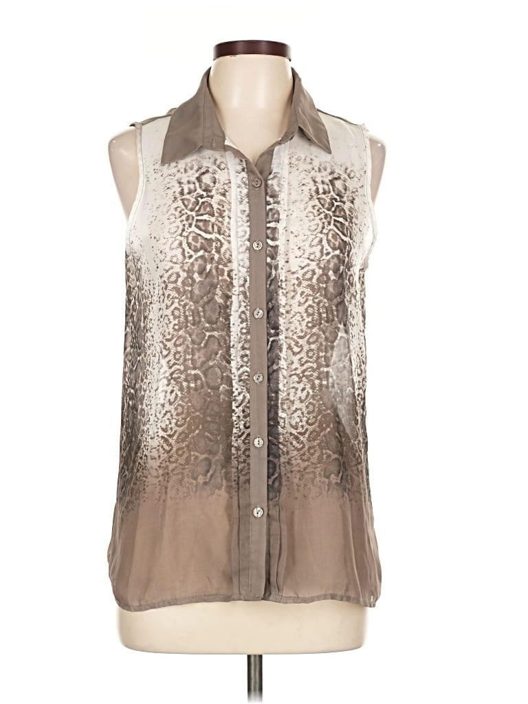 Pre-owned Studio Y Sleeveless Button Down Shirt In Silver