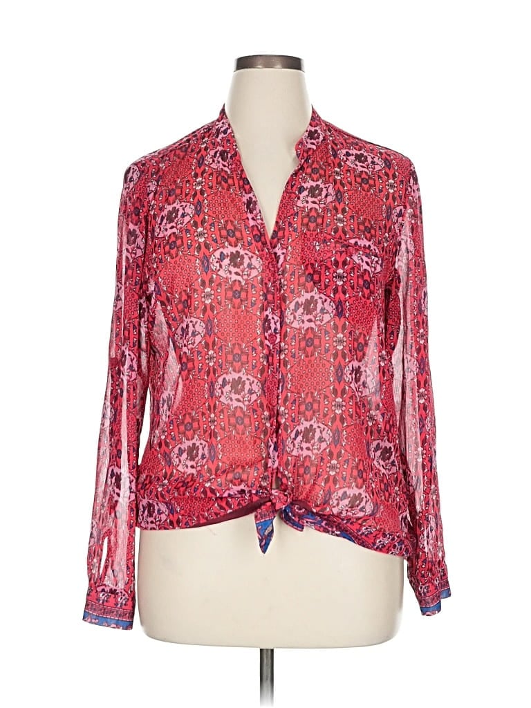 Pre-owned Kut From The Kloth Long Sleeve Blouse In Red