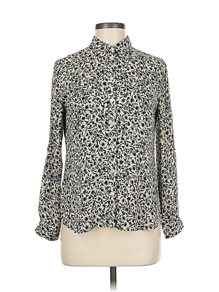 Pre-owned Ann Taylor Loft Long Sleeve Blouse In White