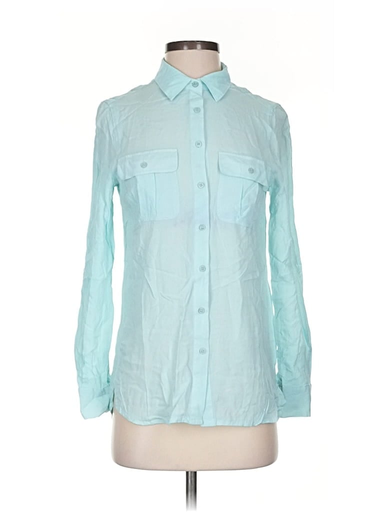 Pre-owned Joe Fresh Long Sleeve Button Down Shirt In Blue