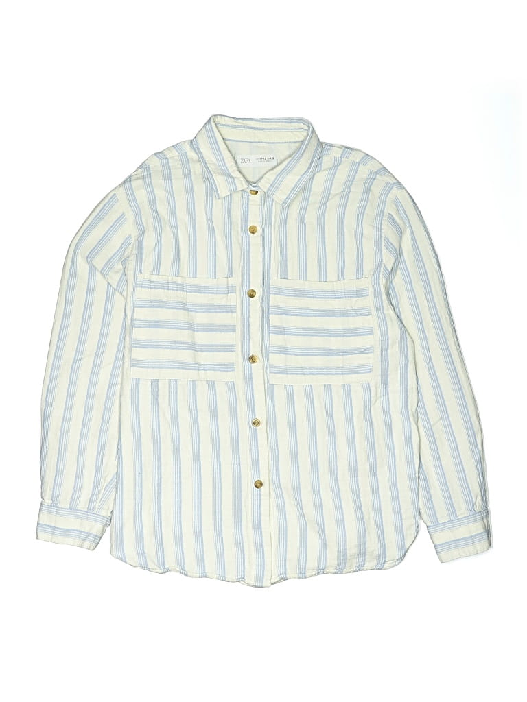 Pre-owned Zara Kids' Long Sleeve Button Down Shirt In Blue