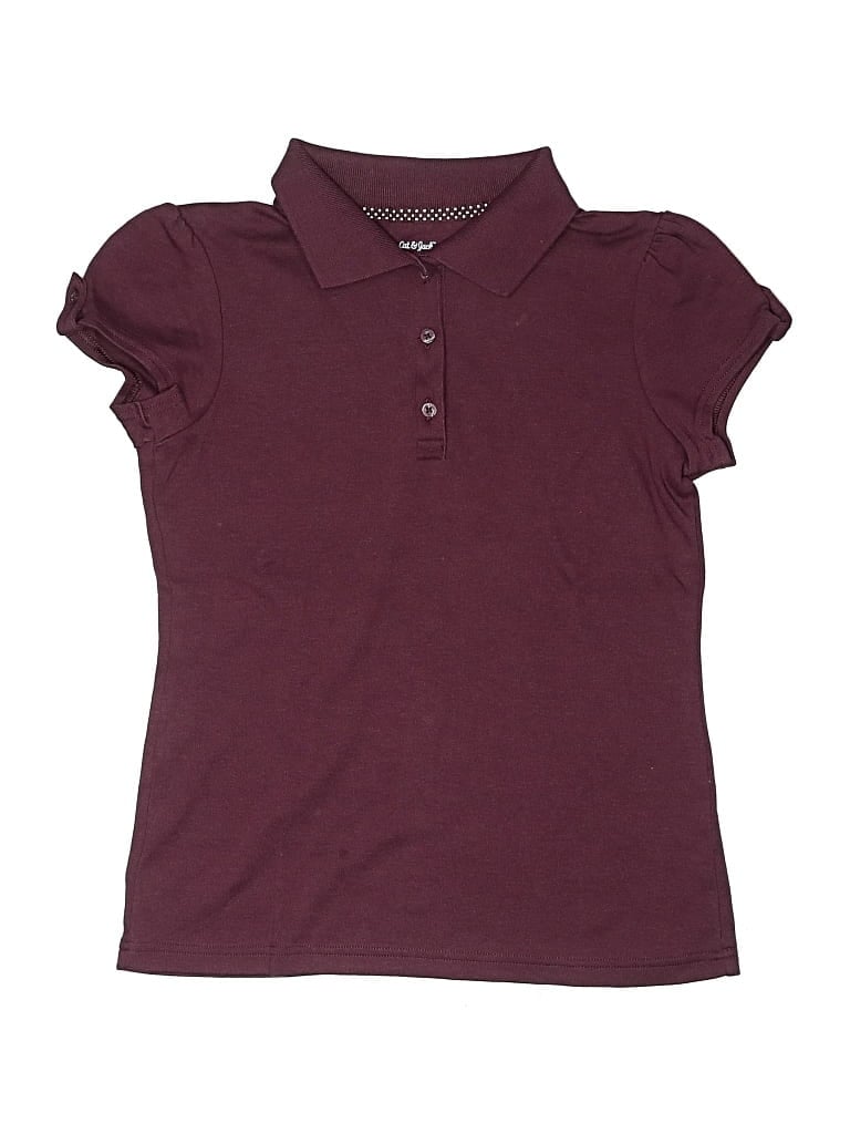 Pre-owned Cat & Jack Kids' Short Sleeve Polo Shirt In Burgundy