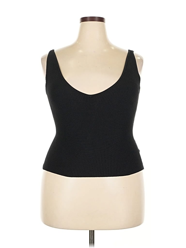 Pre-owned Caara Tank Top Black Strapless Neckline Tops