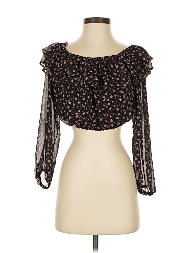 Pre-owned Altar'd State 3/4 Sleeve Blouse In Black