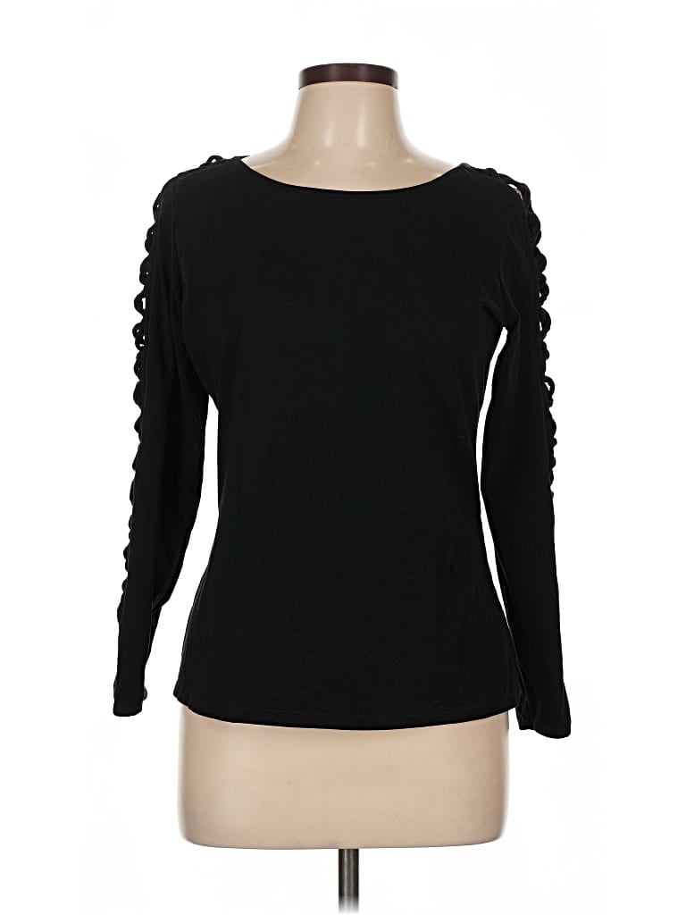 Pre-owned Boston Proper Long Sleeve Top Black Boatneck Tops