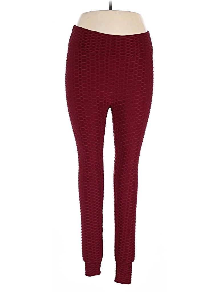 Pre-owned Unbranded Leggings In Burgundy