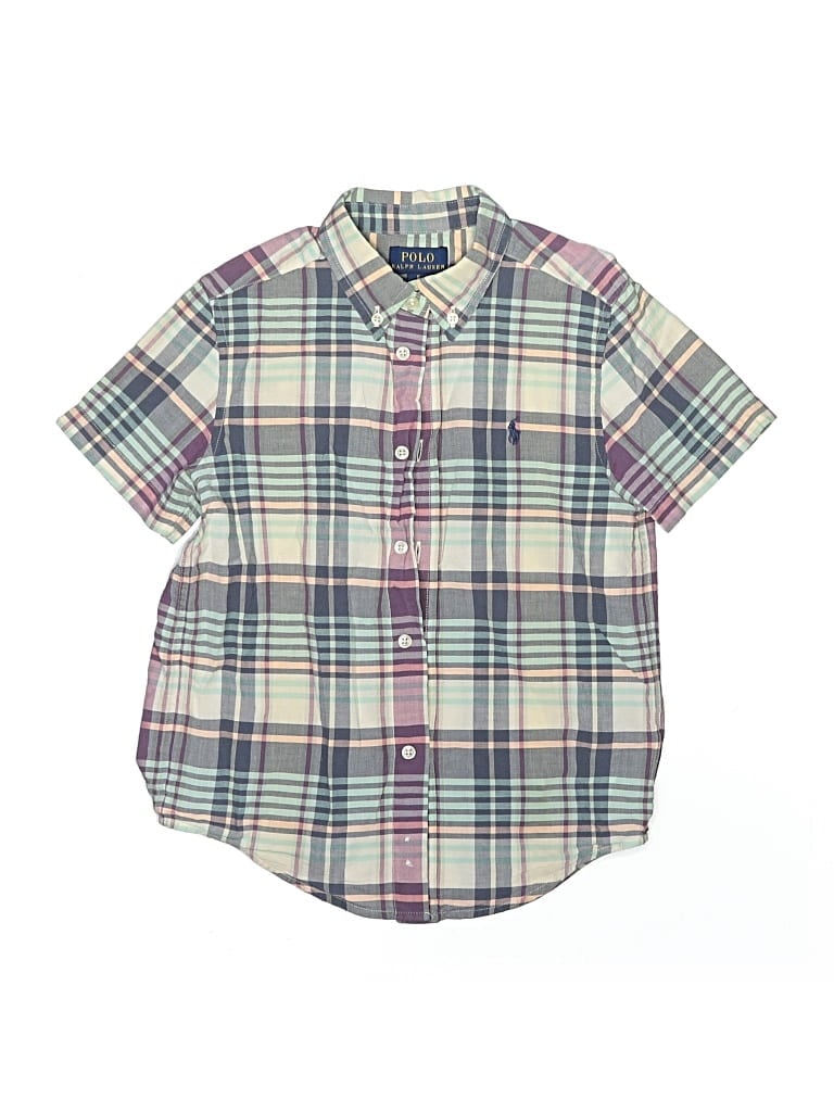 Pre-owned Polo By Ralph Lauren Kids' Short Sleeve Button Down Shirt In Purple